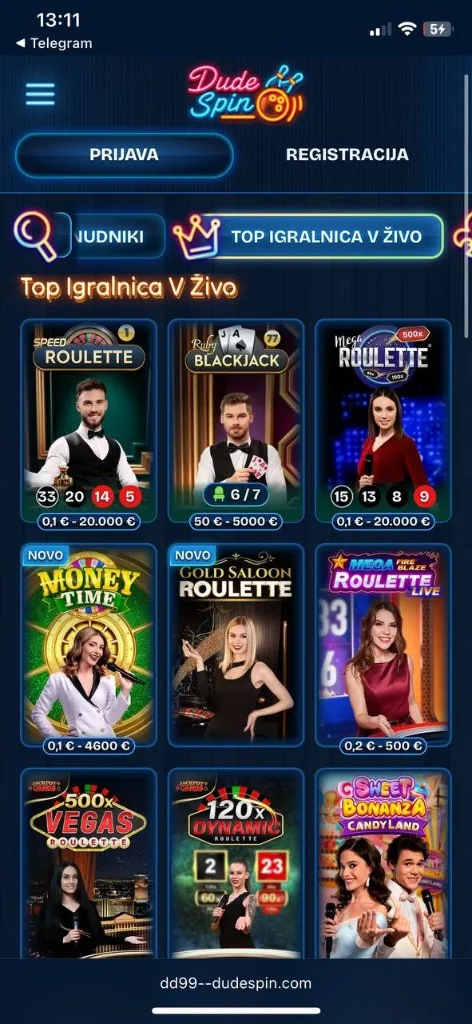 Dudespin mobilni zaslon 3