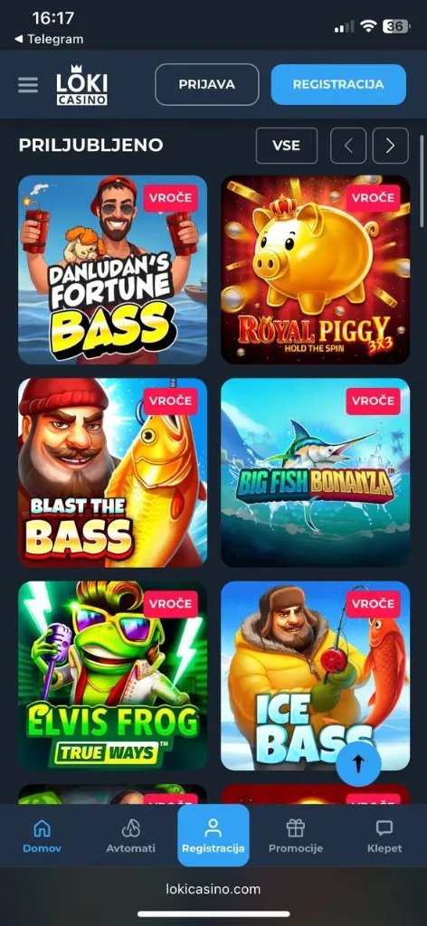Loki Casino mobilni zaslon 2