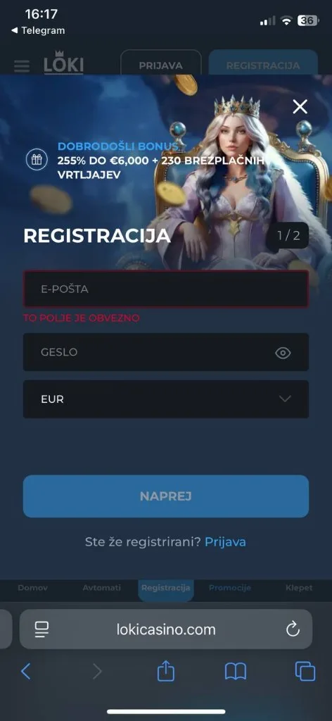 Loki Casino mobilni zaslon 4