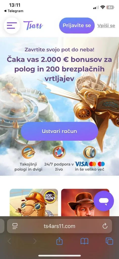 Tsars mobilni zaslon 1