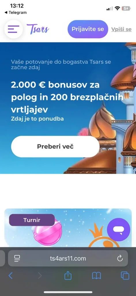 Tsars mobilni zaslon 2