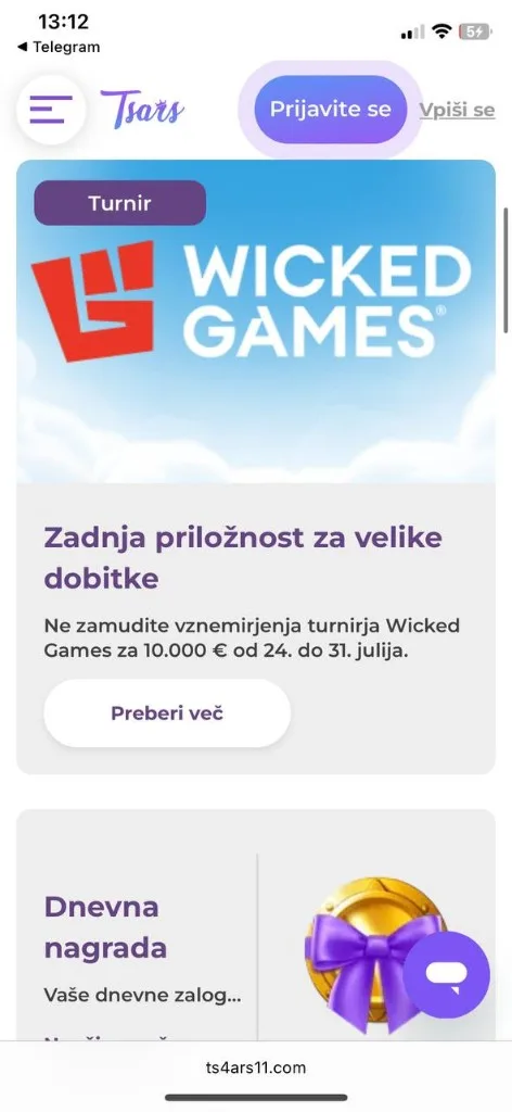 Tsars mobilni zaslon 4